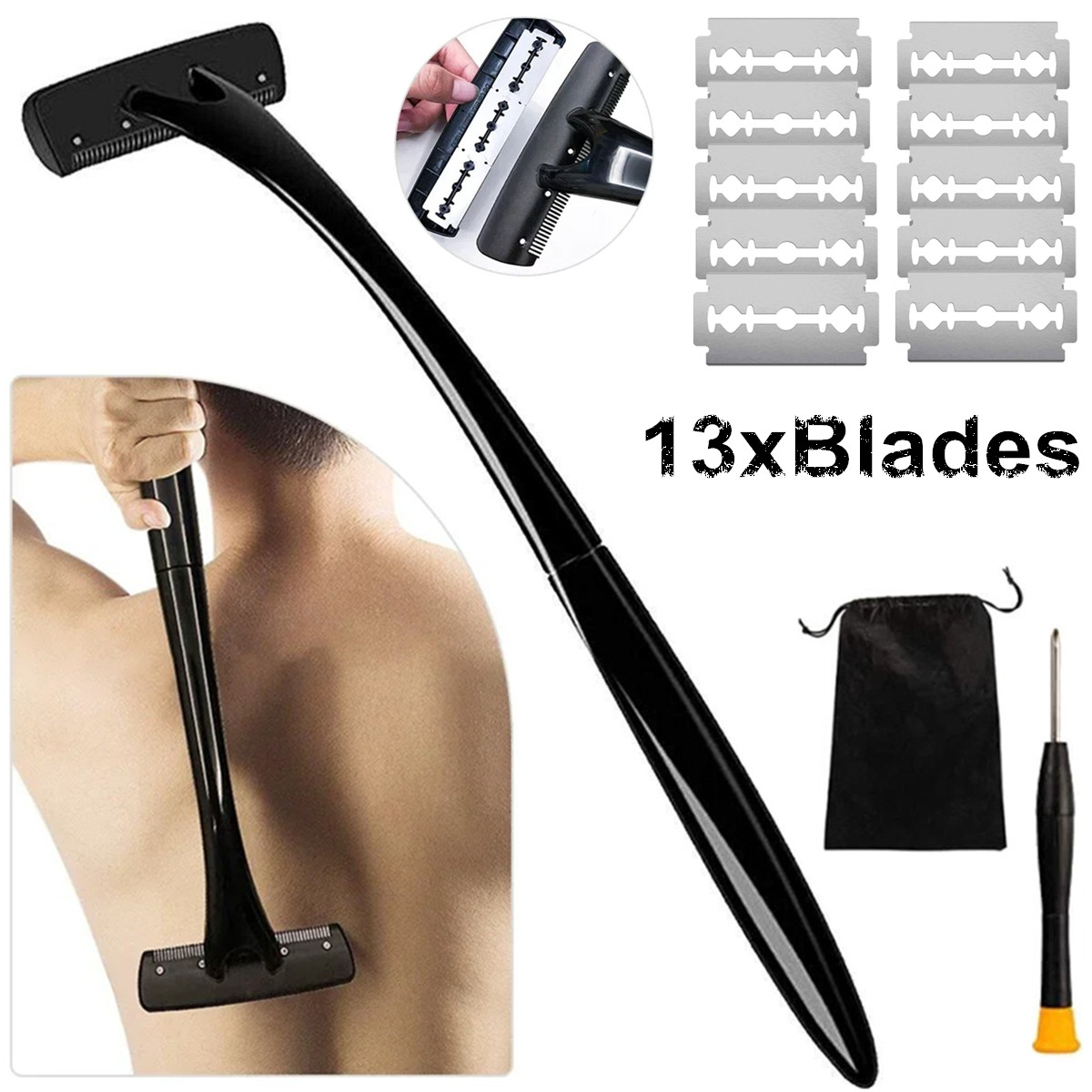 Men'S Grooming Shaver - Pencukur Punggung Gagang Panjang untuk Pria,